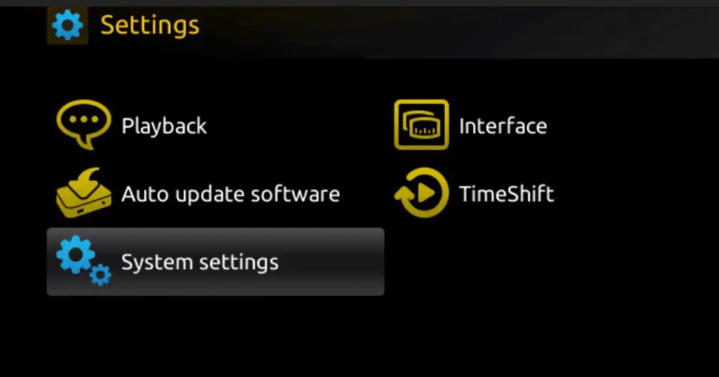Select System Settings on MAG Box