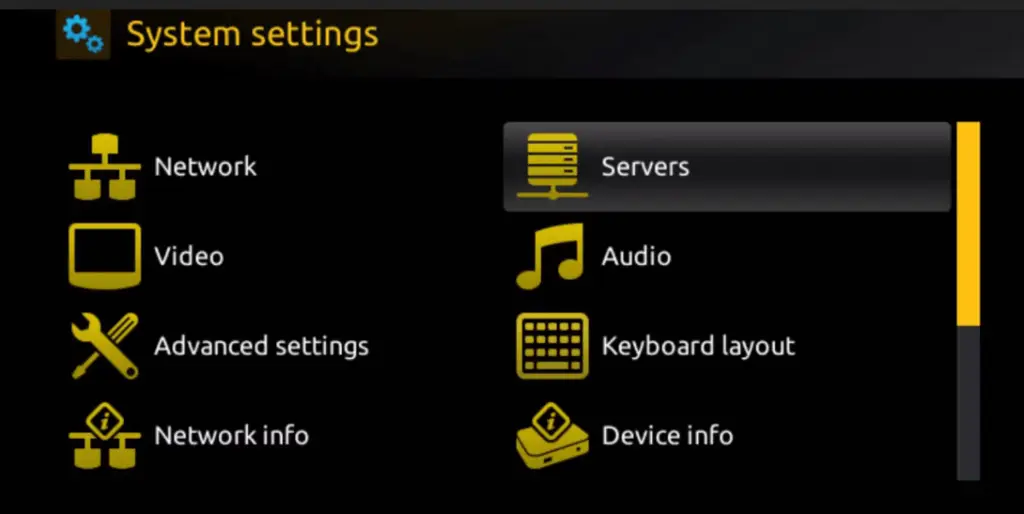 Select Servers in MAG Box System Settings